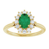 14K Yellow Gold Lab-Grown Emerald and 1/3 CTW Lab-Grown Diamond Ring