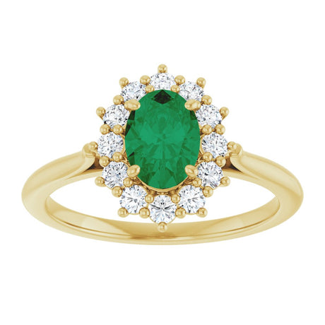 14K Yellow Gold Lab-Grown Emerald and 1/3 CTW Lab-Grown Diamond Ring