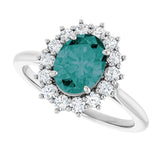 14K White Lab-Grown Alexandrite & 3/8 CTW Natural Diamond Ring