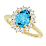 14K Yellow Gold Natural Aquqmarine  & 1/3 CTW Lab-Grown Diamond Ring
