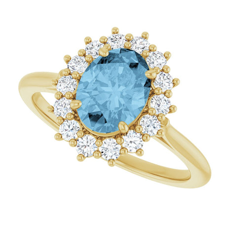 14K Yellow Gold Natural Sky Blue Topaz  & 1/3 CTW Lab-Grown Diamond Ring