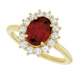 14K Yellow Gold Natural Mozambique Garnet and 1/3 CTW Lab-Grown Diamond Ring