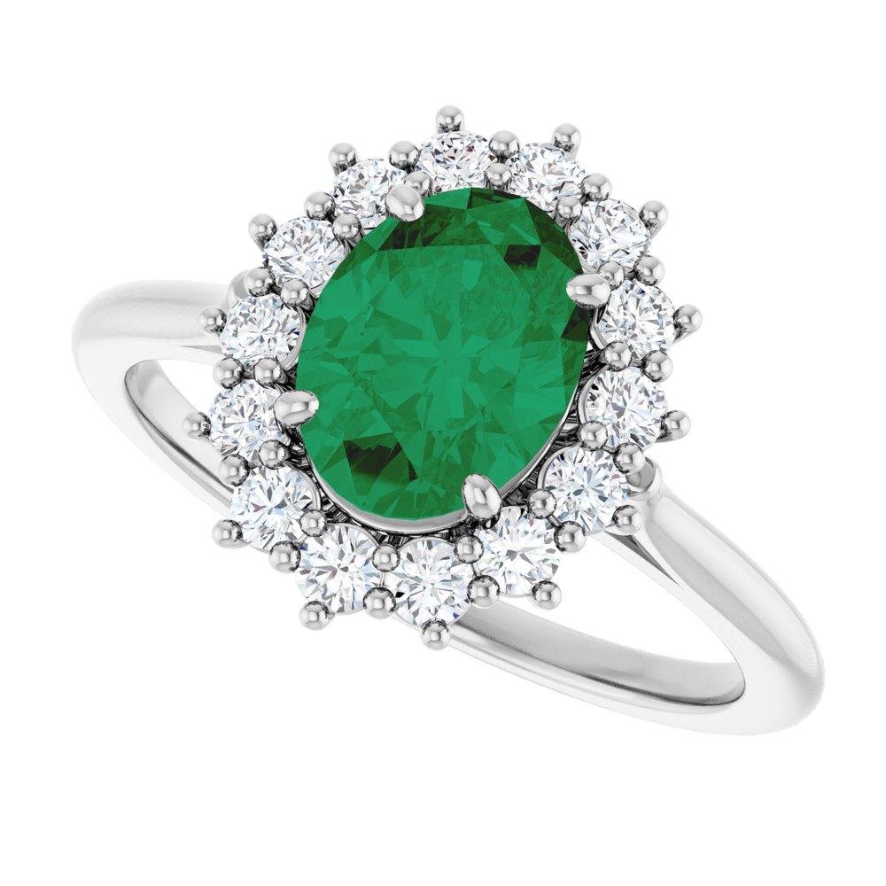 14K White Gold Lab-Grown Emerald and 1/3 CTW Lab-Grown Diamond Ring