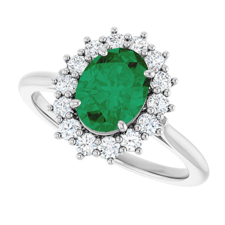 14K White Gold Lab-Grown Emerald & 1/3 CTW Lab-Grown Diamond Ring