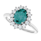 14K White Gold Lab-Grown Alex&rite & 3/8 CTW Natural Diamond Ring