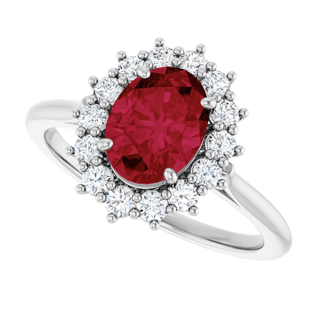 14K White Lab-Grown Ruby & 3/8 CTW Natural Diamond Ring