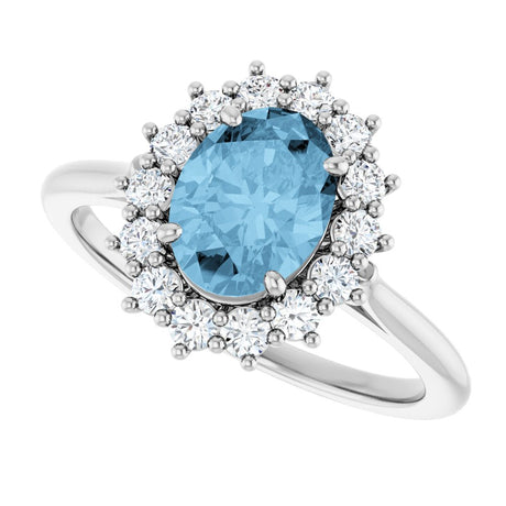 14K White Gold Natural Sky Blue Topaz  and 1/3 CTW Lab-Grown Diamond Ring