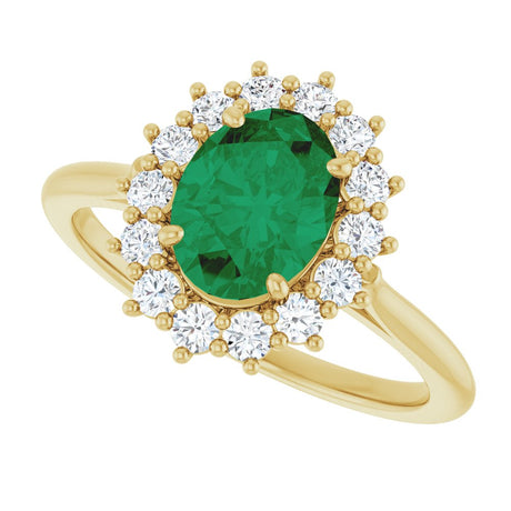 14K Yellow Gold Lab-Grown Emerald & 1/3 CTW Lab-Grown Diamond Ring