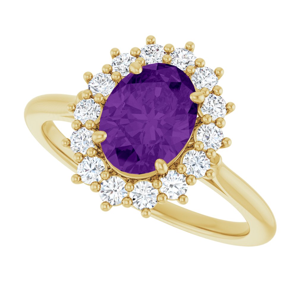 14K Yellow Gold Natural Amethyst & 1/3 CTW Lab-Grown Diamond Ring