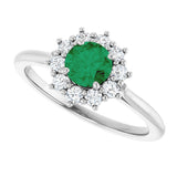 14K White Gold Lab-Grown Emerald & 1/4 CTW Lab-Grown Diamond Halo-Style Ring