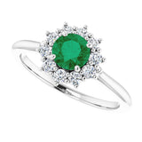 14K White Gold Lab-Grown Emerald & 1/4 CTW Lab-Grown Diamond Halo-Style Ring