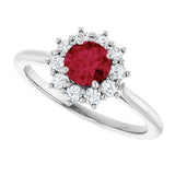 14K White Gold Lab-Grown Ruby & 1/4 CTW Lab-Grown Diamond Halo-Style Ring
