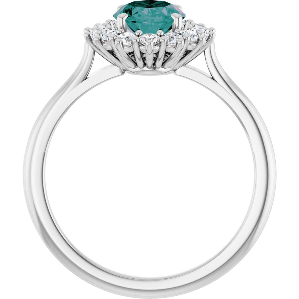 14K White Gold Lab-Grown Alex&rite & 3/8 CTW Natural Diamond Ring