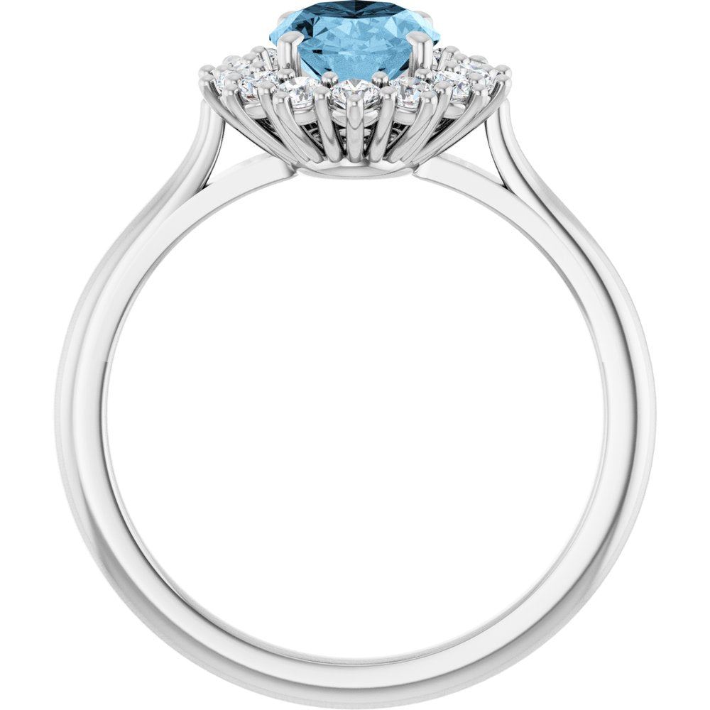 14K White Gold Natural Sky Blue Topaz  & 1/3 CTW Lab-Grown Diamond Ring