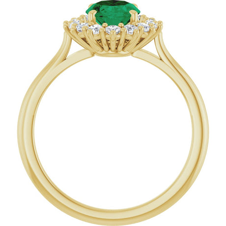 14K Yellow Gold Lab-Grown Emerald & 1/3 CTW Lab-Grown Diamond Ring