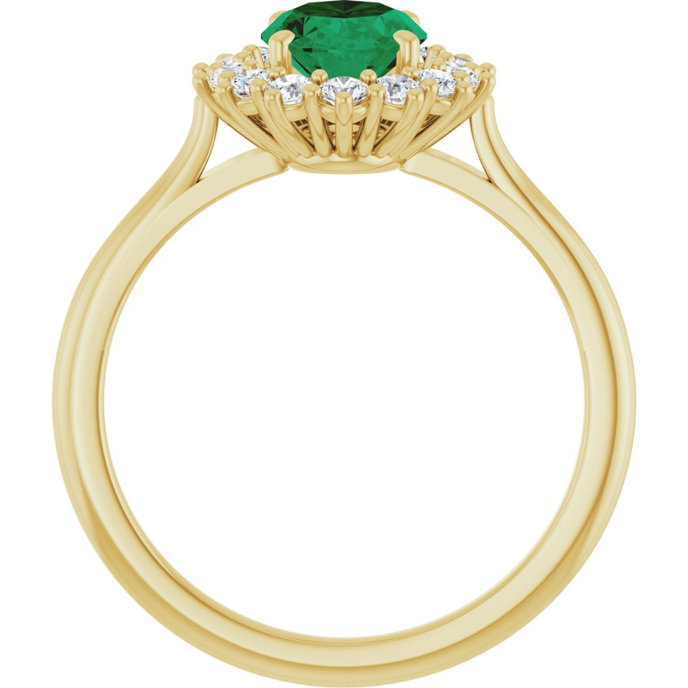 14K Yellow Gold Lab-Grown Emerald & 1/3 CTW Lab-Grown Diamond Ring