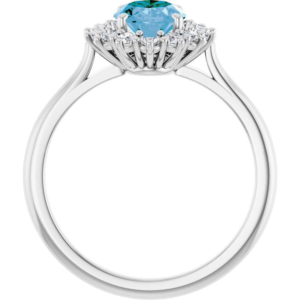 14K White Natural Swiss Blue Topaz & 3/8 CTW Natural Diamond Ring