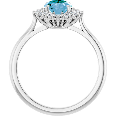 14K White Natural Swiss Blue Topaz & 3/8 CTW Natural Diamond Ring