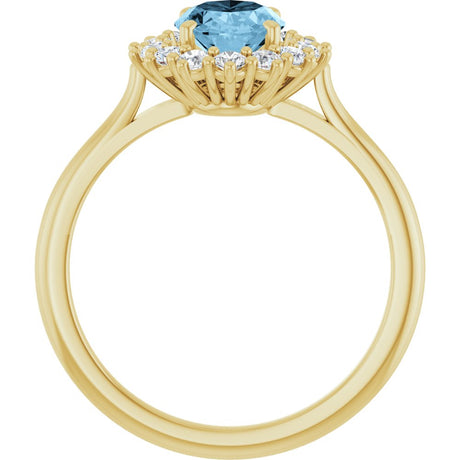 14K Yellow Gold Natural Sky Blue Topaz  & 1/3 CTW Lab-Grown Diamond Ring