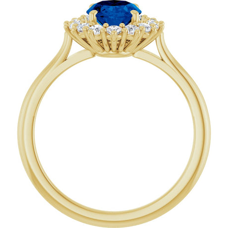 14K Yellow Gold Lab-Grown Blue Sapphire & 1/3 CTW Lab-Grown Diamond Ring