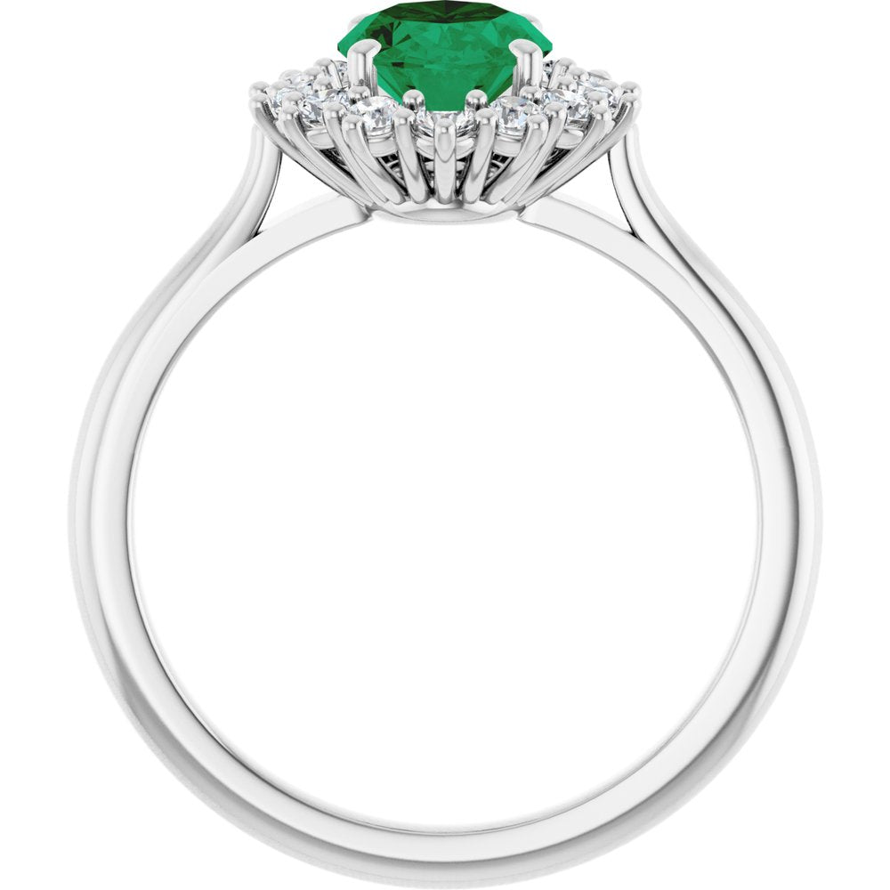 14K White Gold Lab-Grown Emerald and 1/3 CTW Lab-Grown Diamond Ring
