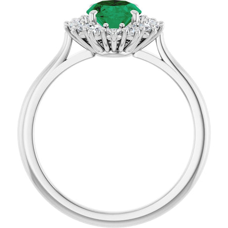 14K White Gold Lab-Grown Emerald and 1/3 CTW Lab-Grown Diamond Ring