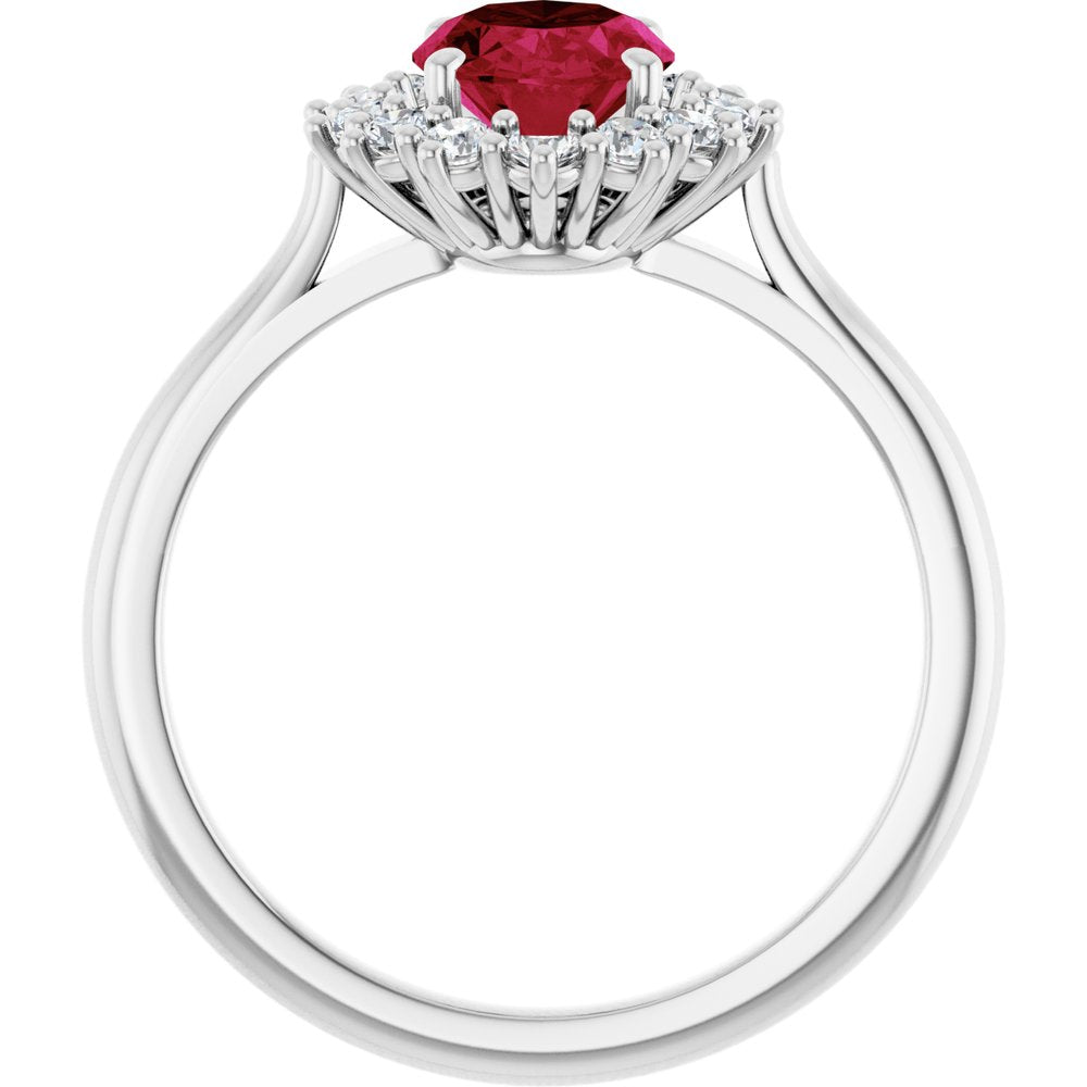 14K White Lab-Grown Ruby & 3/8 CTW Natural Diamond Ring