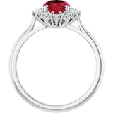 14K White Lab-Grown Ruby & 3/8 CTW Natural Diamond Ring