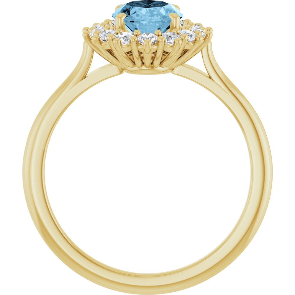 14K Yellow Gold Natural Sky Blue Topaz  & 1/3 CTW Lab-Grown Diamond Ring