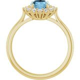 14K Yellow Gold Natural Sky Blue Topaz  & 1/3 CTW Lab-Grown Diamond Ring