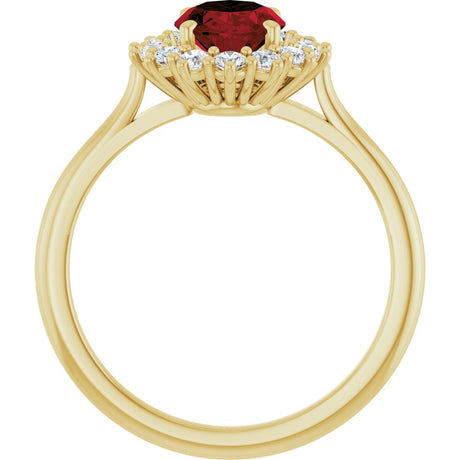 14K Yellow Gold Natural Mozambique Garnet & 1/3 CTW Lab-Grown Diamond Ring