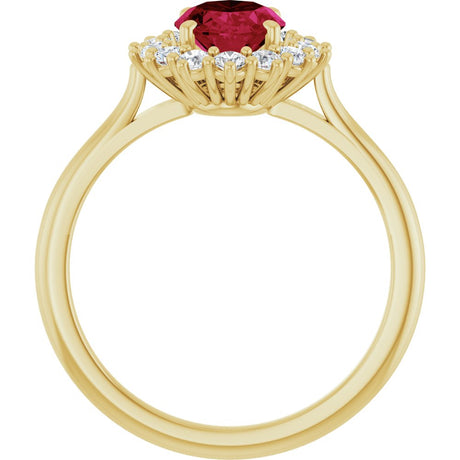 14K Yellow Gold Lab-Grown Ruby  & 1/3 CTW Lab-Grown Diamond Ring