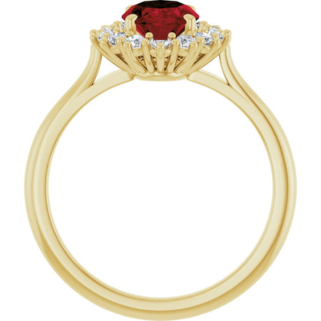 14K Yellow Gold Natural Mozambique Garnet and 1/3 CTW Lab-Grown Diamond Ring