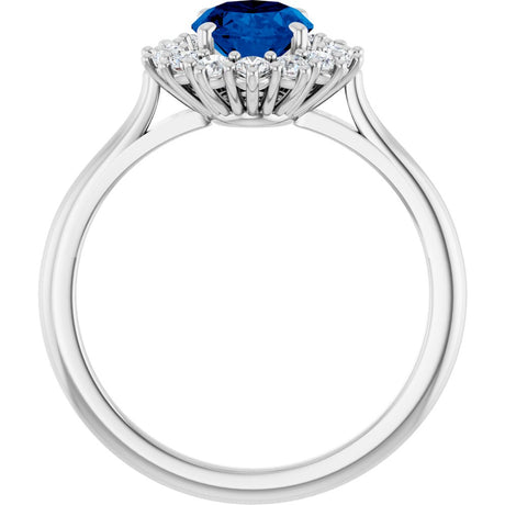14K White Gold Lab-Grown Blue Sapphire & 1/3 CTW Lab-Grown Diamond Ring