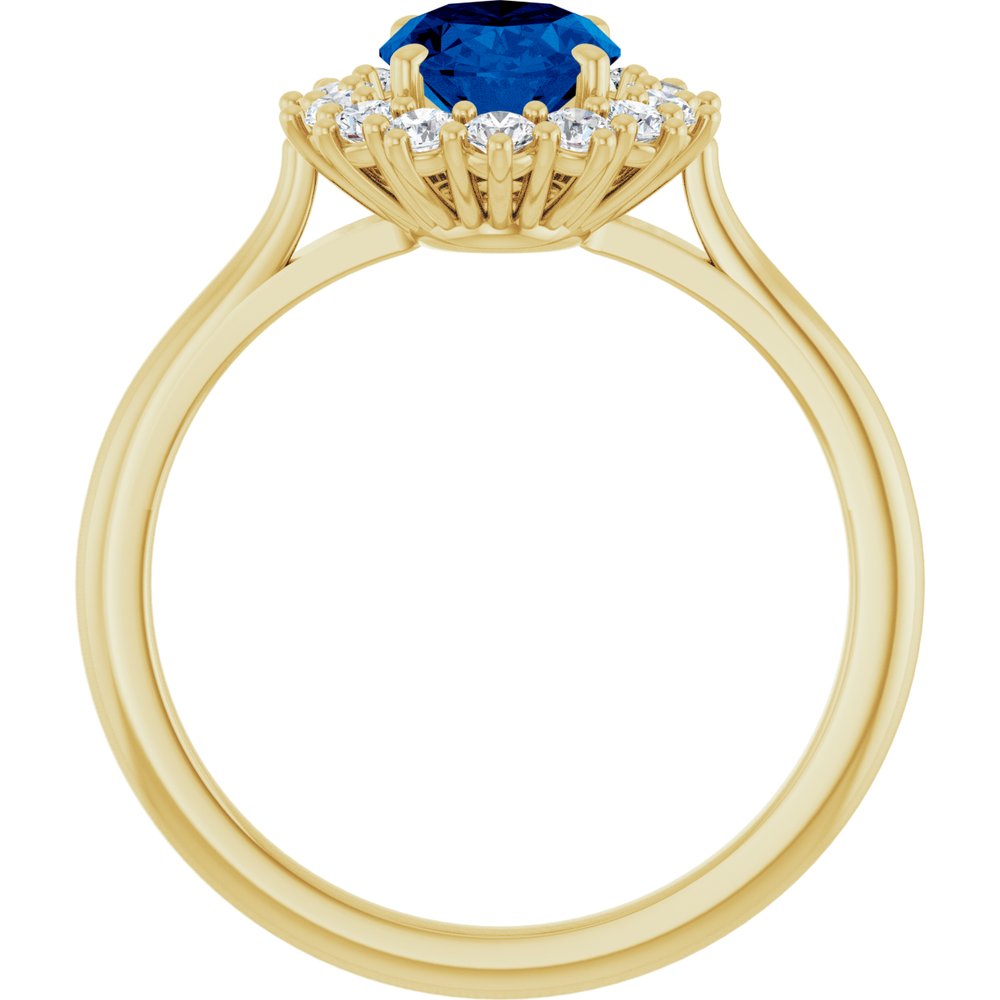 14K Yellow Gold Lab-Grown Blue Sapphire & 1/3 CTW Lab-Grown Diamond Ring
