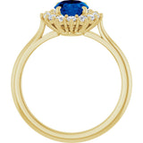 14K Yellow Gold Lab-Grown Blue Sapphire & 1/3 CTW Lab-Grown Diamond Ring