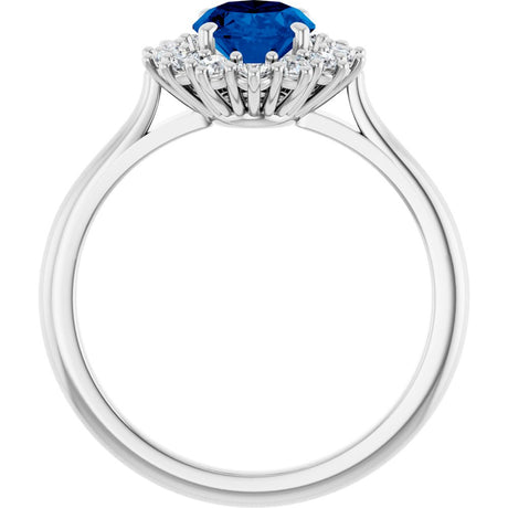 14K White Gold Lab-Grown Blue Sapphire and 1/3 CTW Lab-Grown Diamond Ring