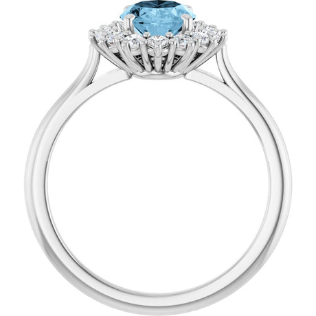 14K White Gold Natural Sky Blue Topaz  & 1/3 CTW Lab-Grown Diamond Ring