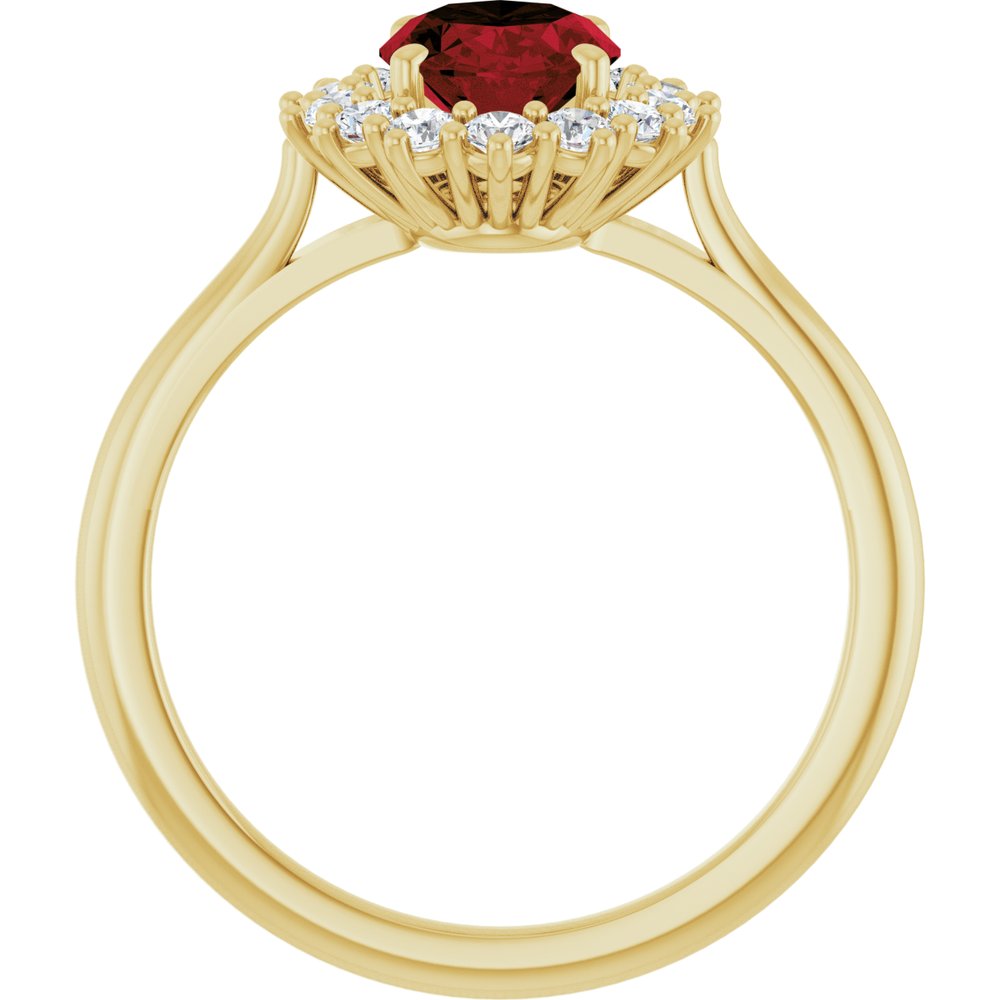 14K Yellow Gold Natural Mozambique Garnet and 1/3 CTW Lab-Grown Diamond Ring