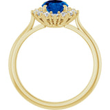 14K Yellow Gold Lab-Grown Blue Sapphire and 1/3 CTW Lab-Grown Diamond Ring