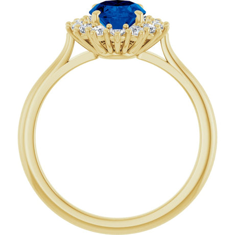 14K Yellow Gold Lab-Grown Blue Sapphire and 1/3 CTW Lab-Grown Diamond Ring