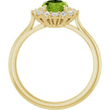 14K Yellow Gold Natural Peridot  & 1/3 CTW Lab-Grown Diamond Ring