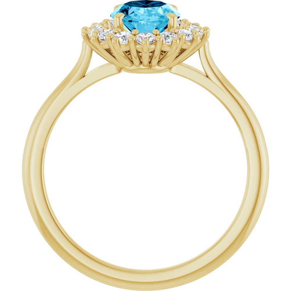 14K Yellow Gold Natural Aquqmarine  & 1/3 CTW Lab-Grown Diamond Ring