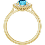 14K Yellow Gold Natural Aquqmarine  & 1/3 CTW Lab-Grown Diamond Ring