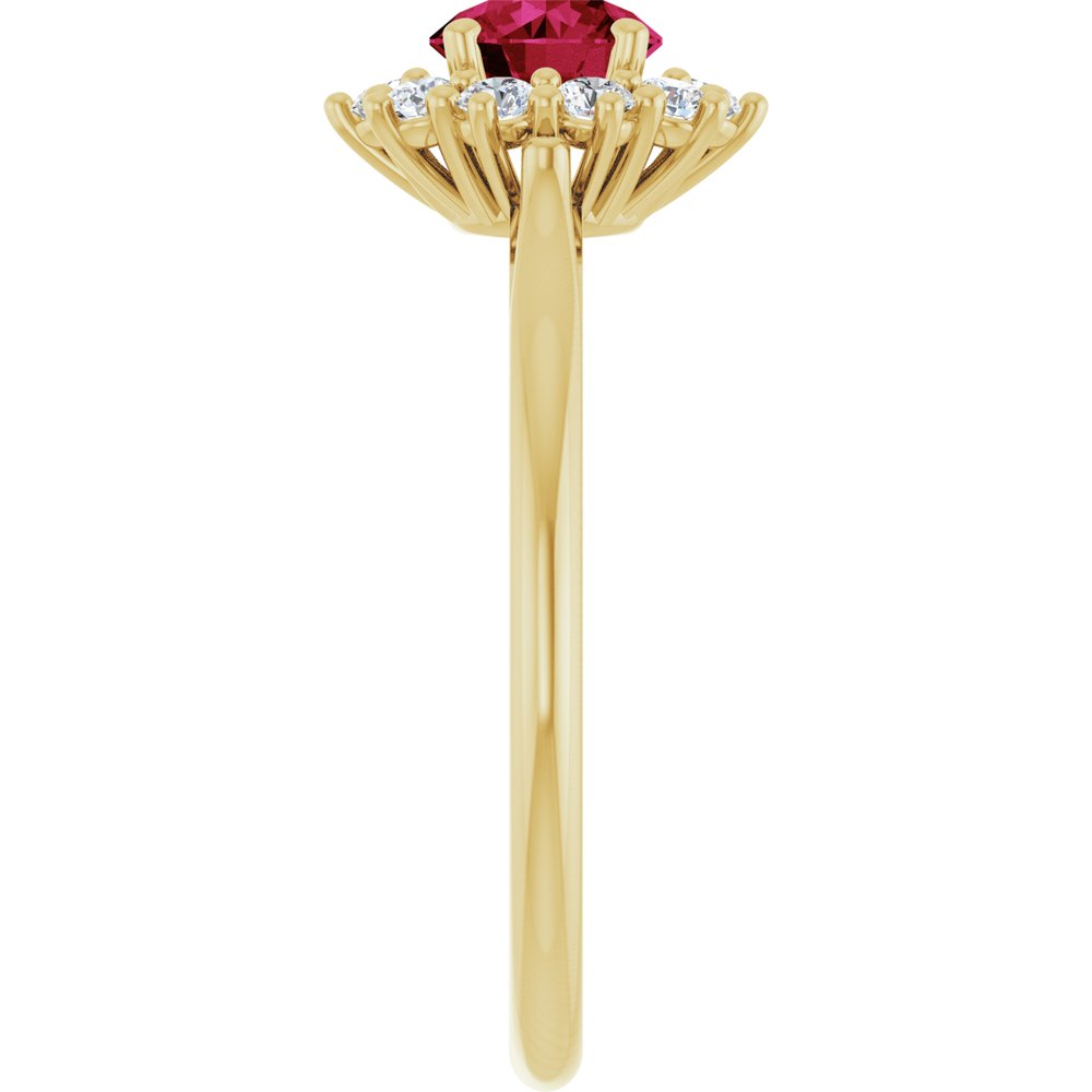 14K Yellow Gold Lab-Grown Ruby & 1/4 CTW Lab-Grown Diamond Halo-Style Ring