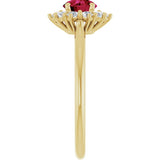 14K Yellow Gold Lab-Grown Ruby & 1/4 CTW Lab-Grown Diamond Halo-Style Ring
