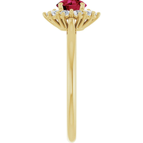 14K Yellow Gold Lab-Grown Ruby & 1/4 CTW Lab-Grown Diamond Halo-Style Ring