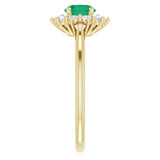 14K Yellow Gold Lab-Grown Emerald & 1/4 CTW Lab-Grown Diamond Halo-Style Ring