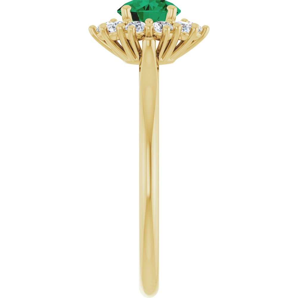 14K Yellow Gold Lab-Grown Emerald & 1/4 CTW Lab-Grown Diamond Halo-Style Ring