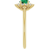 14K Yellow Gold Lab-Grown Emerald & 1/4 CTW Lab-Grown Diamond Halo-Style Ring